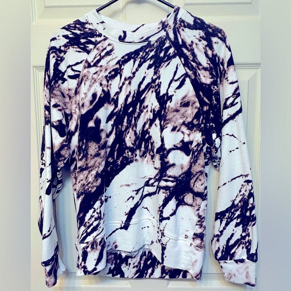 Women’s sz XS Zella Jamie Ink print French terry crew neck sweatshirt